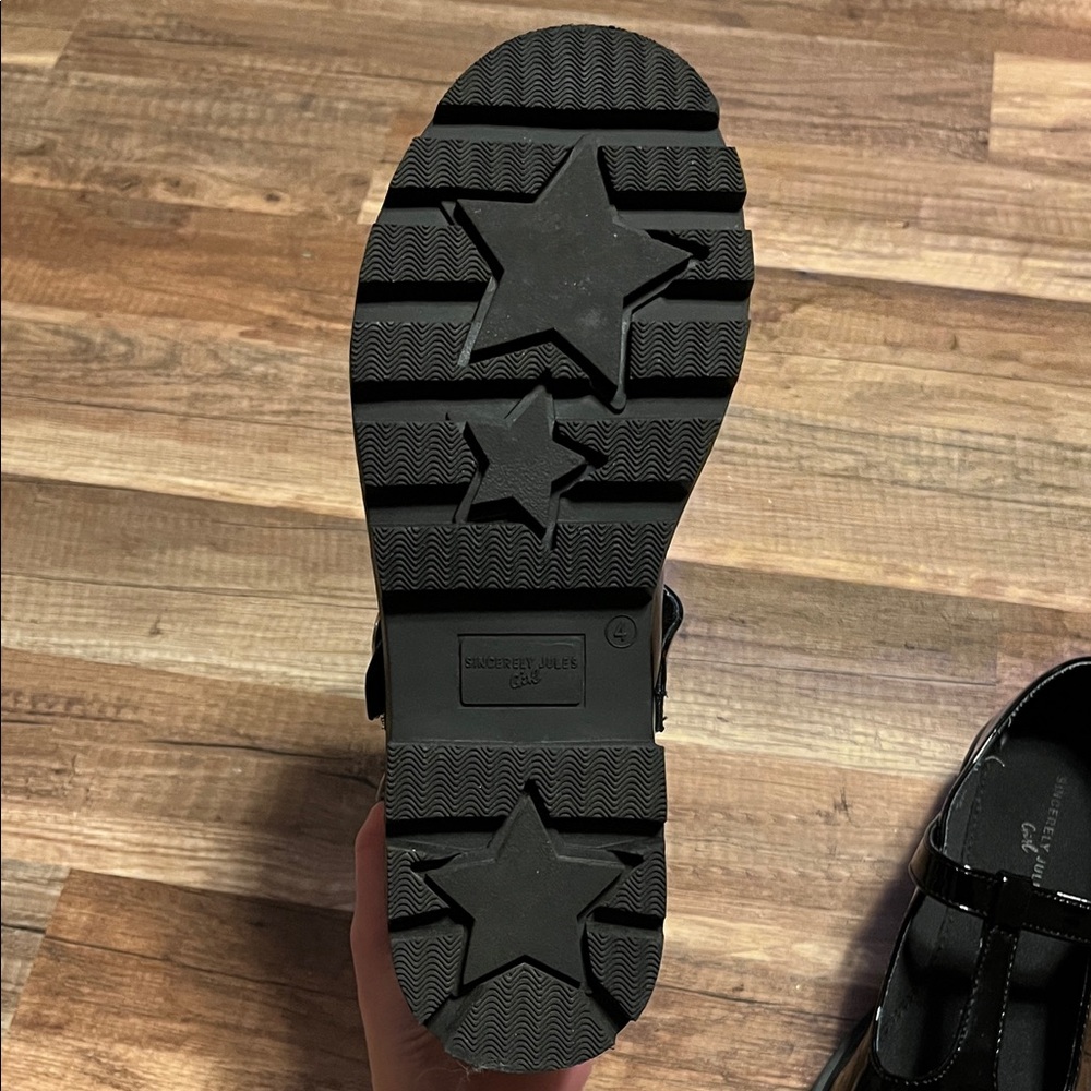 Sincerely Jules Shiny Black Kids Dress Shoes - Picture 9 of 9